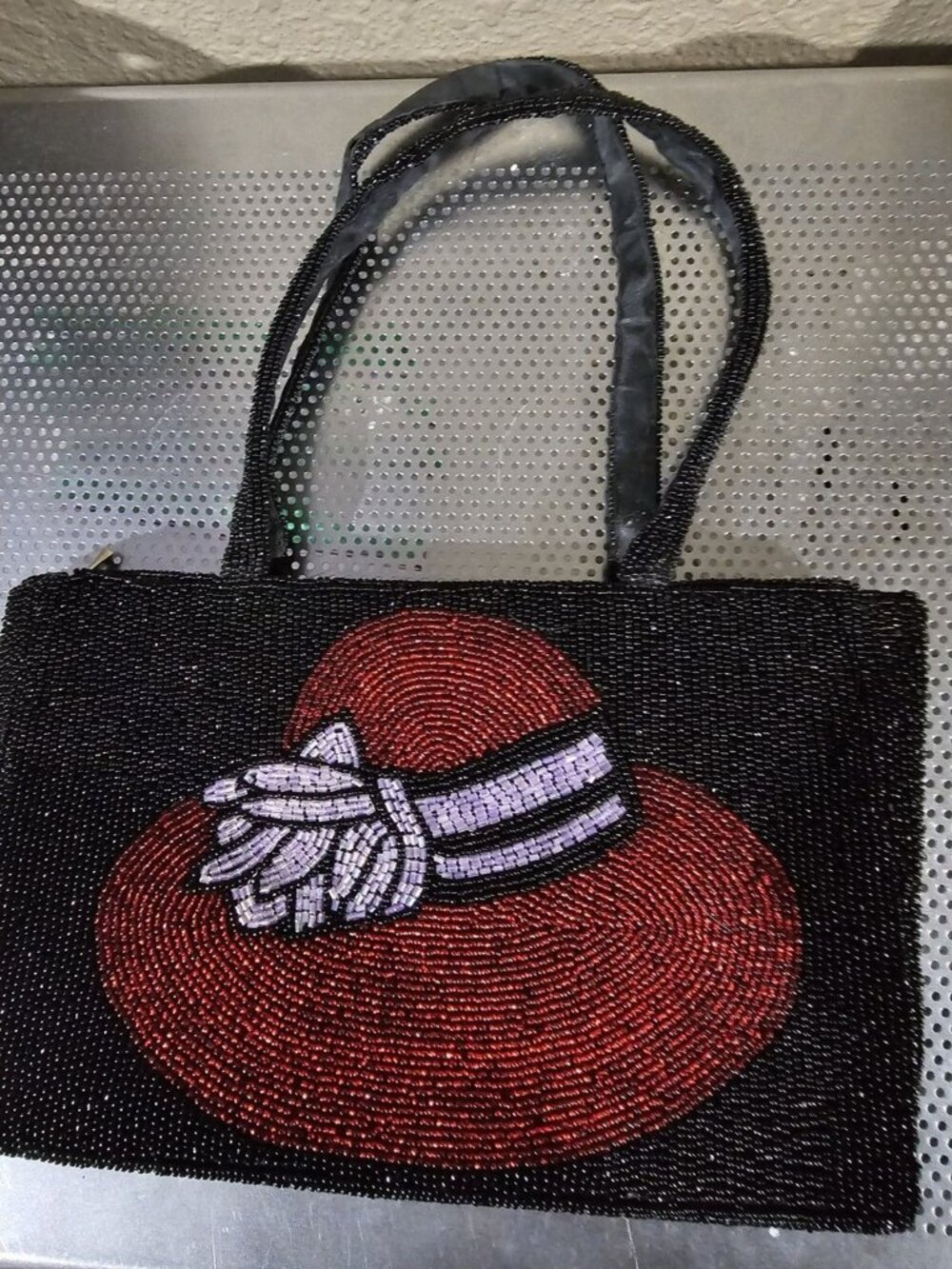Red Hat Society Beaded Shoulder Purse Bag Unbranded